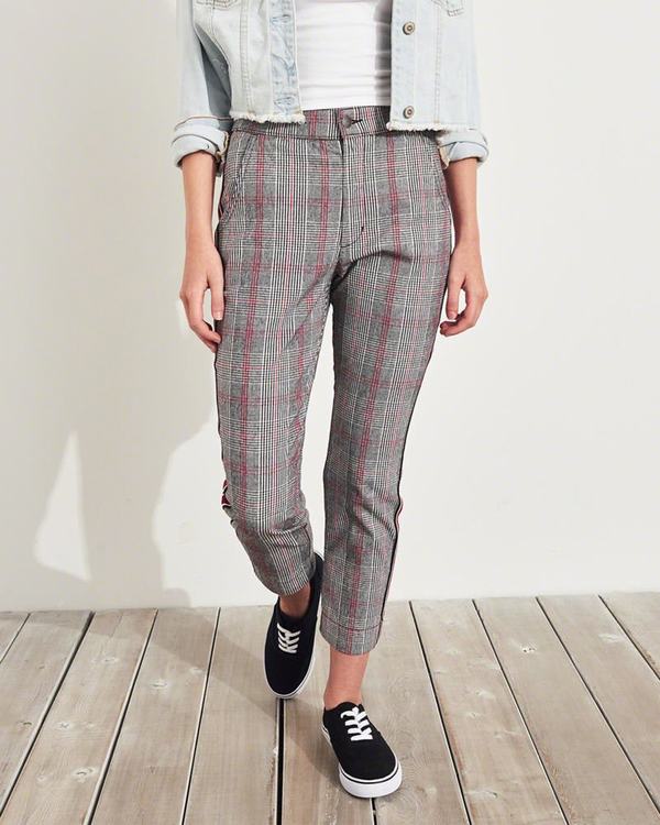Pantaloni Hollister Donna Side-Stripe Woven Crop Slim Grigie Italia (230JYRMG)